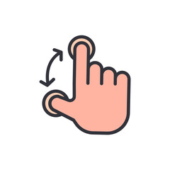 Illustrative Representation Of Swiping Gesture With Hand Isolated On White