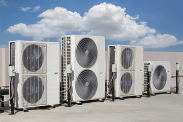 Air conditioning outdoor unit compressor install outside the building.