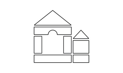 Childish building blocks outline icon isolated on transparent background flat vector illustration. EPS 10