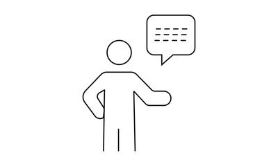Man with speech bubble outline icon isolated on transparent background flat vector illustration. EPS 10