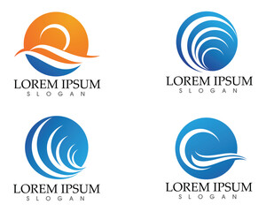 Sun and Water wave Logo Template vector illustration design