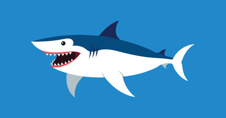 A shark cartoon isolated on white, vector