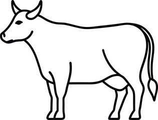 Outlined Indian Cow Design in Minimalist Traditional Style