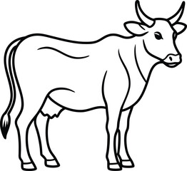 Desi Cow Illustration with Clean Lines and Gentle Curves