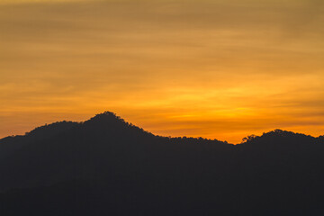 light of sunset over mountain