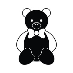 Charming teddy bear silhouette wearing a stylish bow tie presented cleanly on a white background
