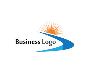 Obraz premium River and sun logo and symbols vector Template