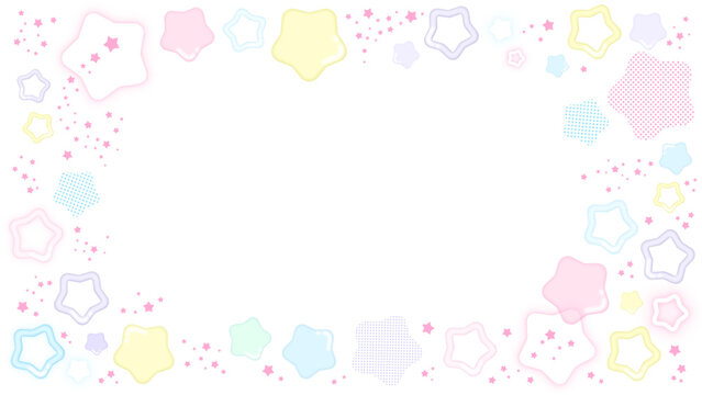 配信画面向け・ぷにぷに星のパステルカラーフレーム（透過素材）