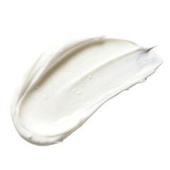 A swatch of white cosmetic cream with a smooth and milky texture isolated on a transparent background png