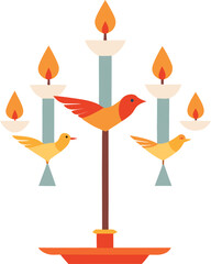 Birds on a Candle Tree Illustration