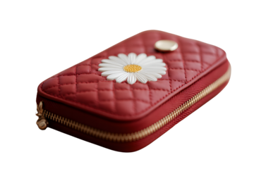 Red color ladies purse on transparent background