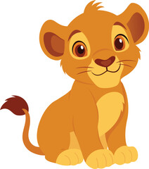 Fototapeta premium Cute Lion Cub Cartoon Sitting