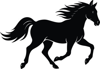  A silhouette  galloping horse 