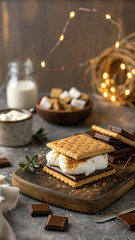 S more with toasted marshmallow chocolate graham crackers and milk