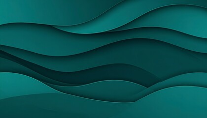 Fototapeta premium Elegant dark green wavy paper layers forming a modern abstract banner background.