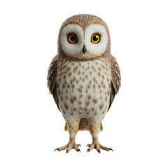 Obraz premium Realistic Owl – Standing Pose – Nocturnal Wild Bird Clipart PNG