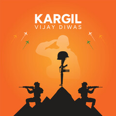 26 july kargil vijay diwas soldier silhouette illustration