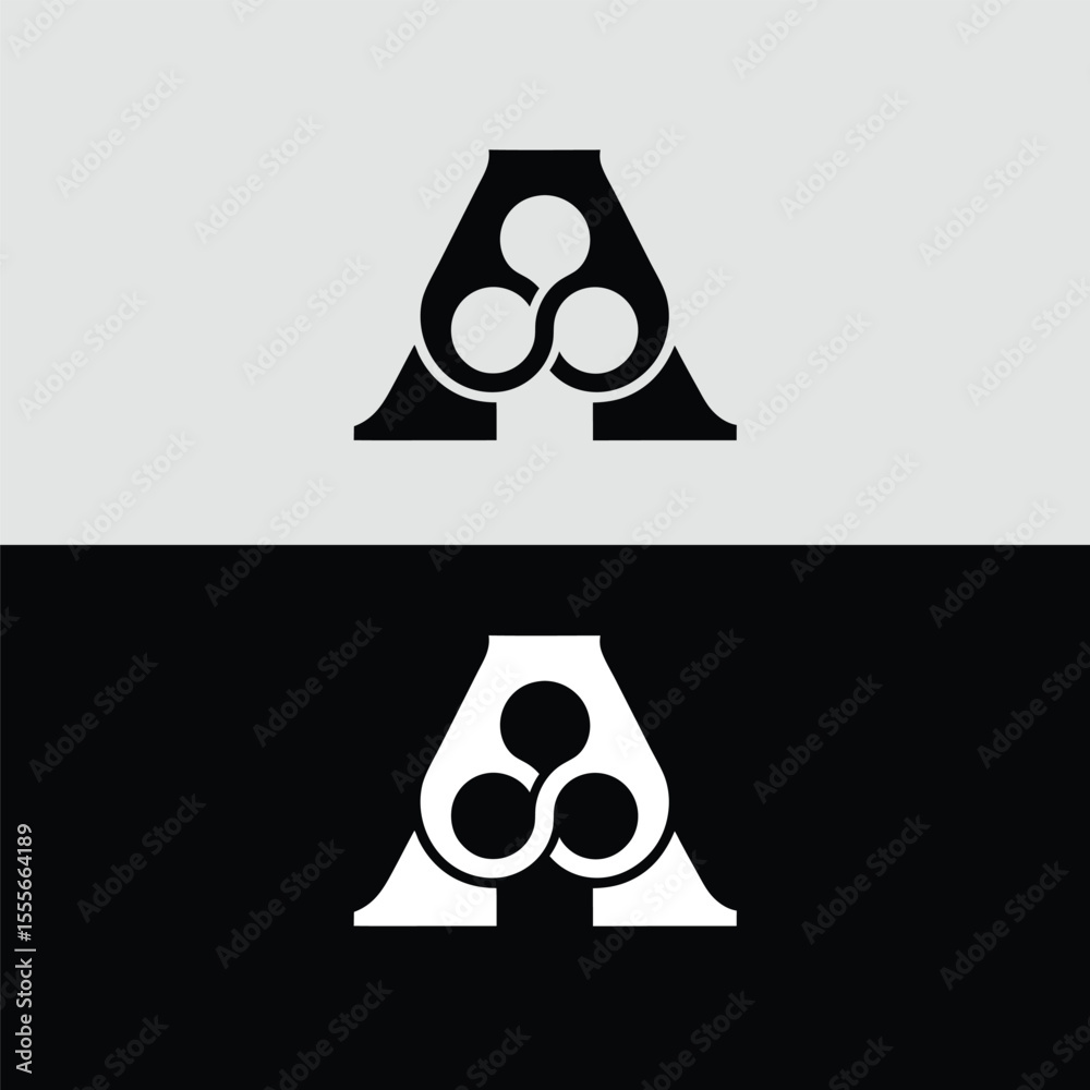 Fototapete abstract letter a logo design features a modern and simple style with black and white contrast isola