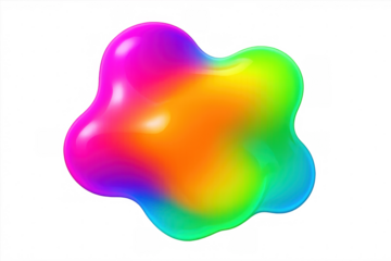 Smooth rainbow gradient merging into fluid, vibrant color blob, showcasing dynamic color transition on transparent backdrop