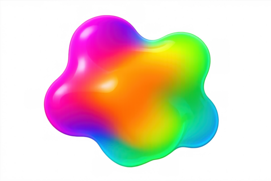 Smooth rainbow gradient merging into fluid, vibrant color blob, showcasing dynamic color transition on transparent backdrop