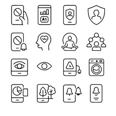 Showcasing a collection of versatile digital icons that represent the intersection of technology and lifestyle, offering a glimpse into the modern digital landscape.