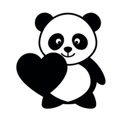 Cartoon Panda Holding Heart