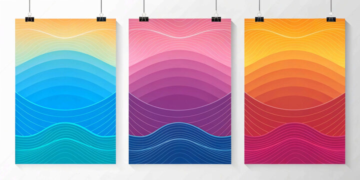 Modern gradient poster background vector set. Cover template with vibrant gradient mesh. Ideal design for social media, cover, banner, flyer