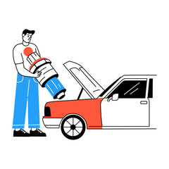 vA drawing style illustration of spark plug
