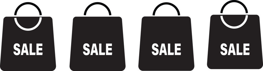 black shopping bag sale icon set. paper bags sign,Paper package vector illustration,Shop bag in outline,Flat style element web design vactor,
