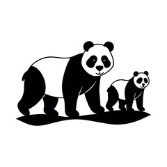 Panda Family Walking Art