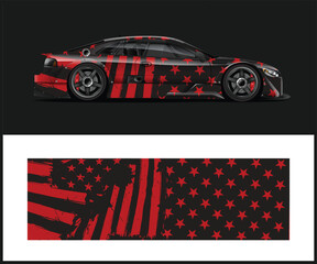 American Flag Car Wrap Design for Racing Car