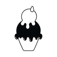 Abstract melting tower of colorful ice cream scoops artfully arranged on a clean white background