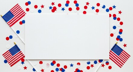 Patriotic Banner with Mini USA Flags and Confetti