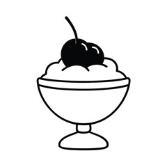 Delicious ice cream sundae served in a classic bowl topped with a bright red cherry presented on a clean white background