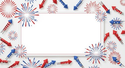 Minimalist Banner with Firework Decorations