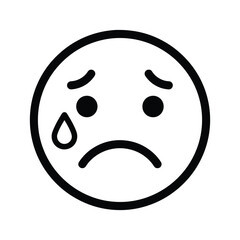 Sad Crying Face Emoji Icon Vector