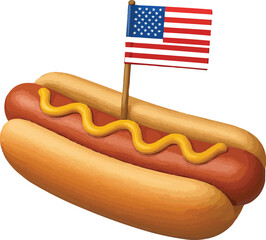 3D hot dog with us flag