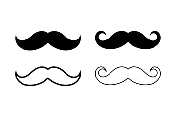 Four different mustache designs in black and white