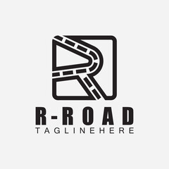 R letter Road logo design template