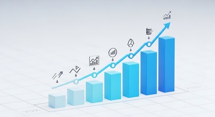 Incremental Positive Trend Arrows and Icons Above Bar Graph for Data Analytics & Performance Insights