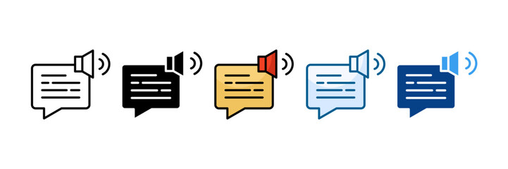 Text To Speech Icon Set Multiple Style Collection