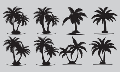 Fototapeta premium Plam tree image silhouette vector art and illustration