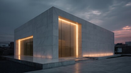 Modern building at twilight