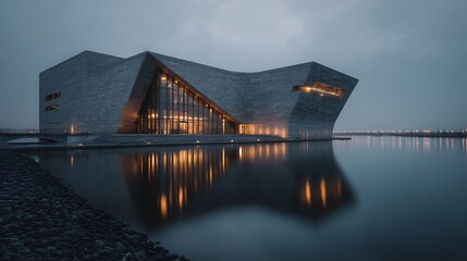 Modern museum by the water