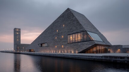 Museum's pyramid design detail