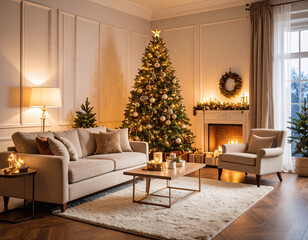 Elegant Christmas Living Room Decoration