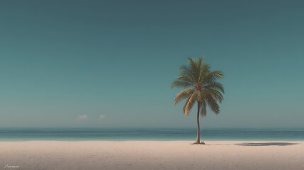 Solitary palm on calm beach