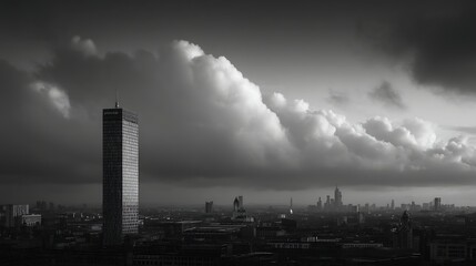 City skyline under gray sky