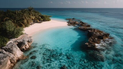 Tropical beach lagoon scene