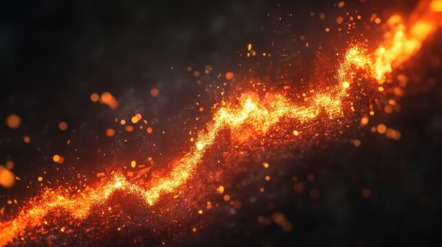 Abstract fiery streaks on dark background